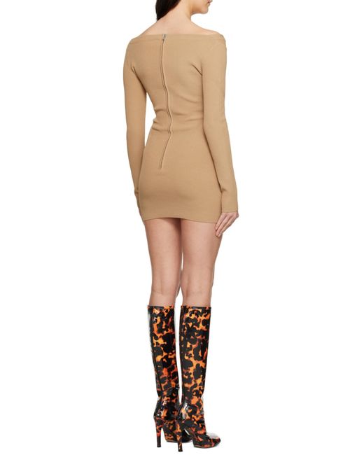 Dion Lee Brown Angled Ribbed-Knit Dress
