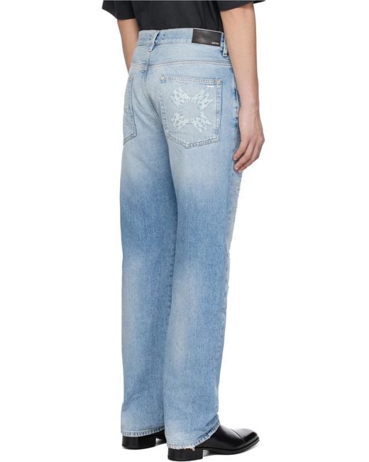 Amiri Blue Distressed Straight-Leg Jeans for men