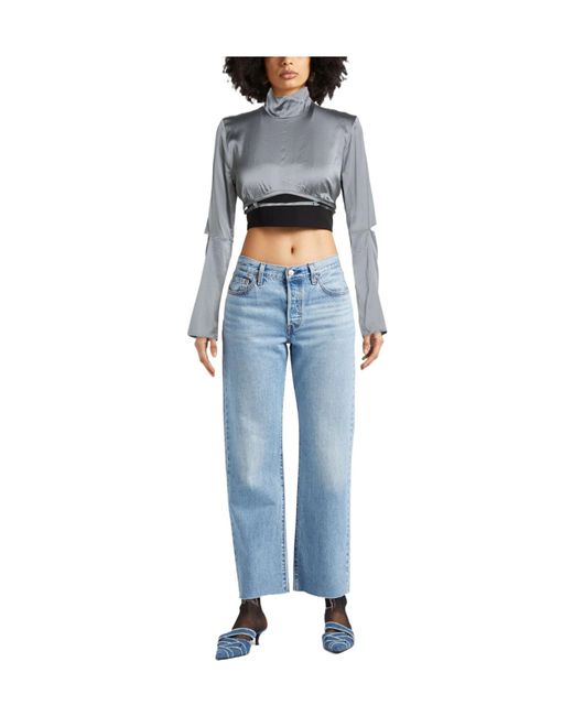 Jacquemus Gray Solid Satin Cropped Top