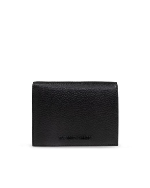 Emporio Armani Black Logo Lettering Bi-Fold Wallet for men