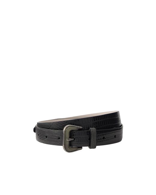 Brunello Cucinelli White Lizard-Effect Patent-Leather Belt