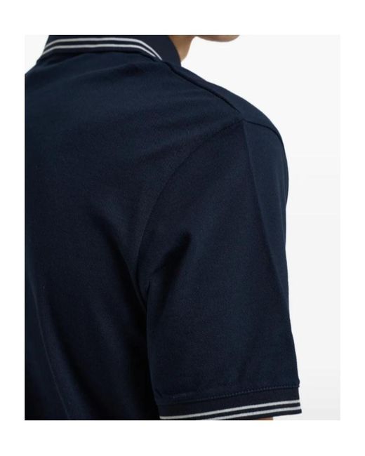 Emporio Armani Blue Stripe Detailed Short-Sleeved Polo Shirt for men