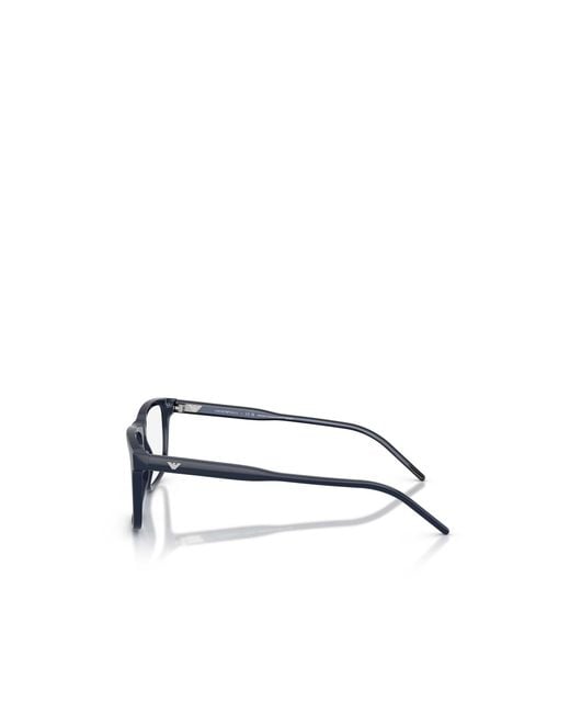 Emporio Armani White Rectangular Frame Glasses for men