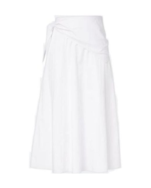 Vince White Cotton Poplin Midi Skirt