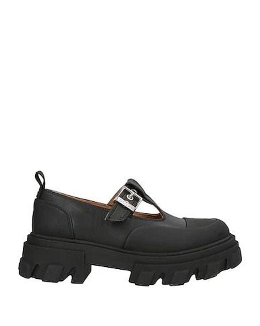 Ganni Black Simple T-Strap Shoes