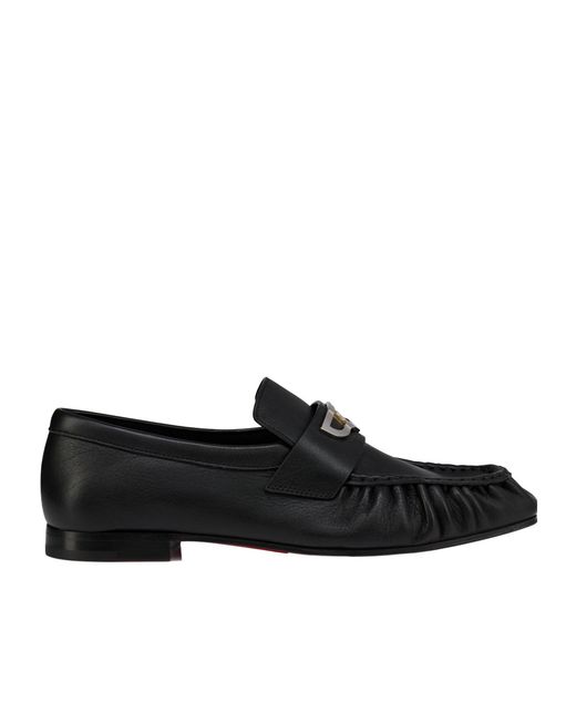Christian Louboutin Black Ruched Loafers