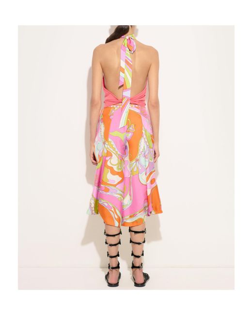Emilio Pucci Pink Pucci Printed-Collar Halterneck Top