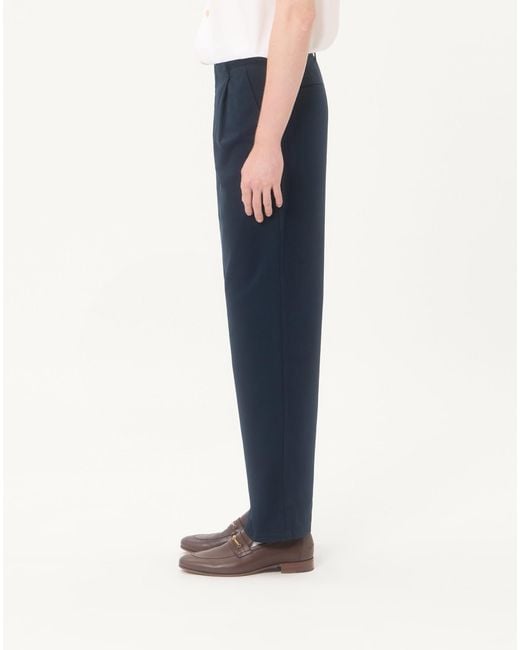 Valentino Blue Pleated Straight Leg Pants for men