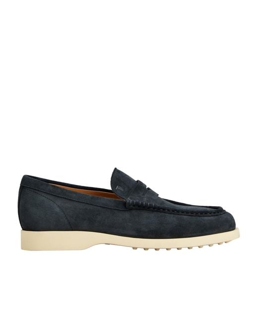 Tod's Blue Topstitching Penny Loafers for men