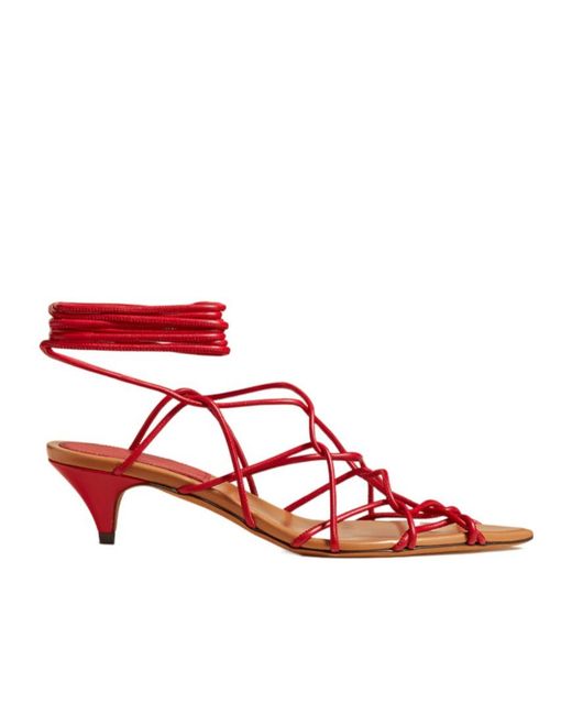 Khaite Red The Arden Pointed Toe Heeled Sandals