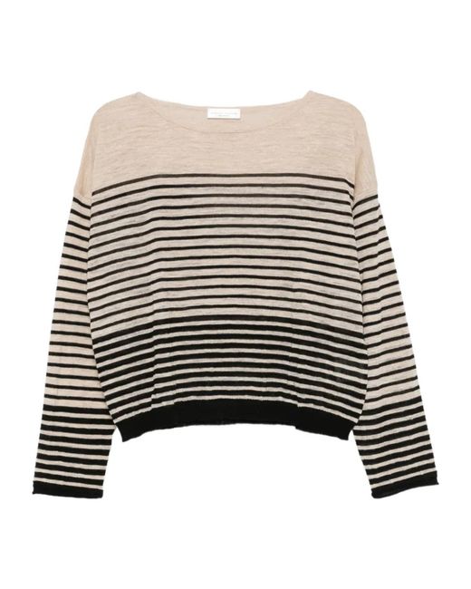 Roberto Collina Black Striped Fine-Knit Sweater
