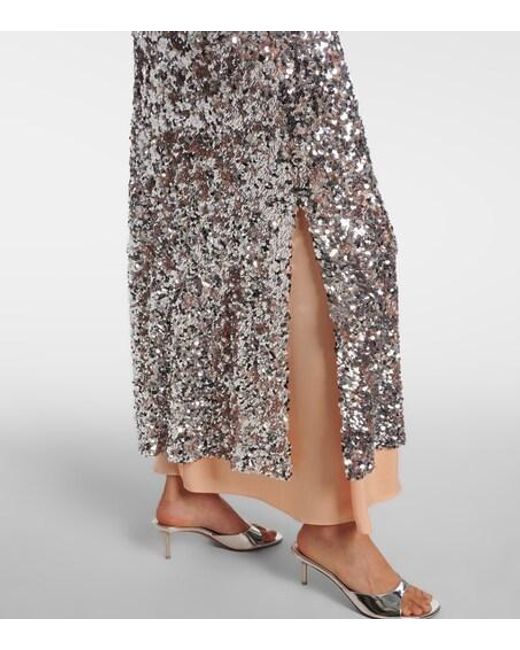 Rabanne Gray Sequined Jersey Midi Skirt