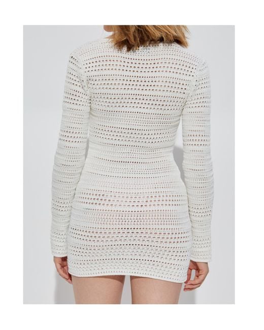 Amiri White Crochet Knitted Mini Dress