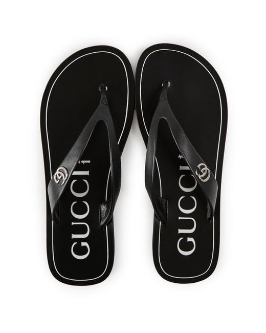 Gucci Black Simple Flip-Flops