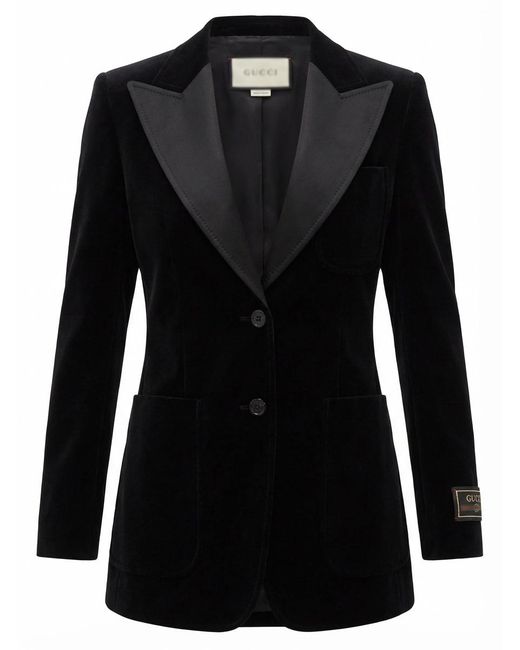 Gucci Black V-Neck Velvet Blazer