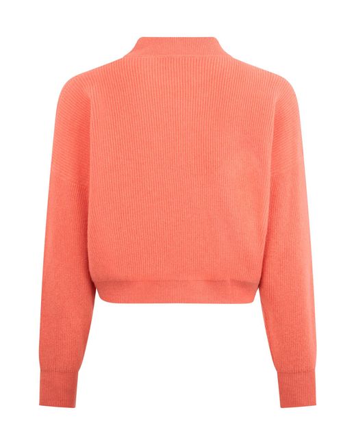 Peserico Pink Cropped High Neck Knitted Sweater
