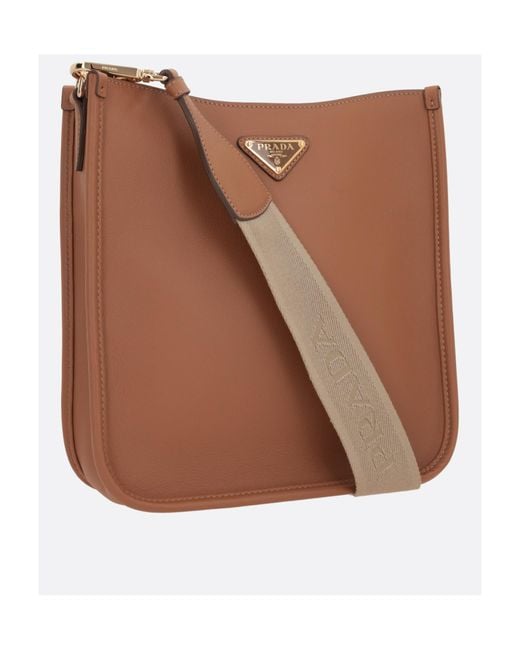 Prada Brown Triangle-Logo Crossbody Bag