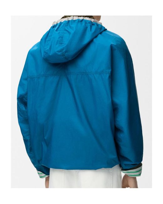 Loewe Blue Anorak Jacket With Mini Logo And Technical Shell for men