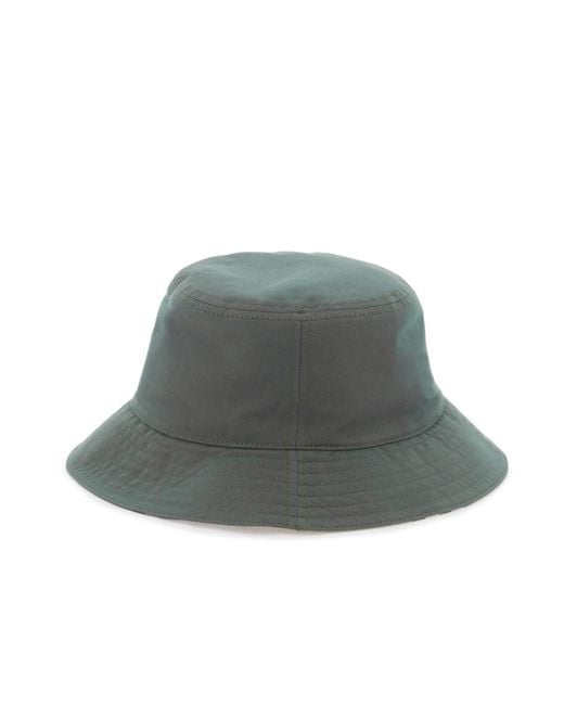 Burberry Gray Logo Embroidered Checked Reversible Bucket Hat for men