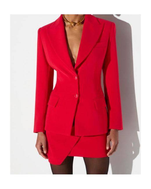 Elisabetta Franchi Red Lightweight Crêpe Jacket With Laces