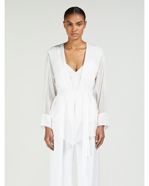 Max Mara White Hooded Chiffon Jacket