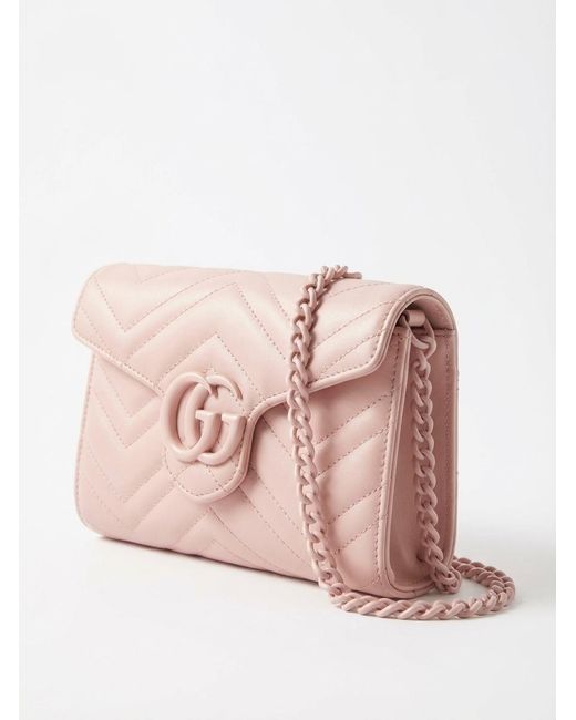 Gucci Pink Chain Linked Gg Marmont Wallet