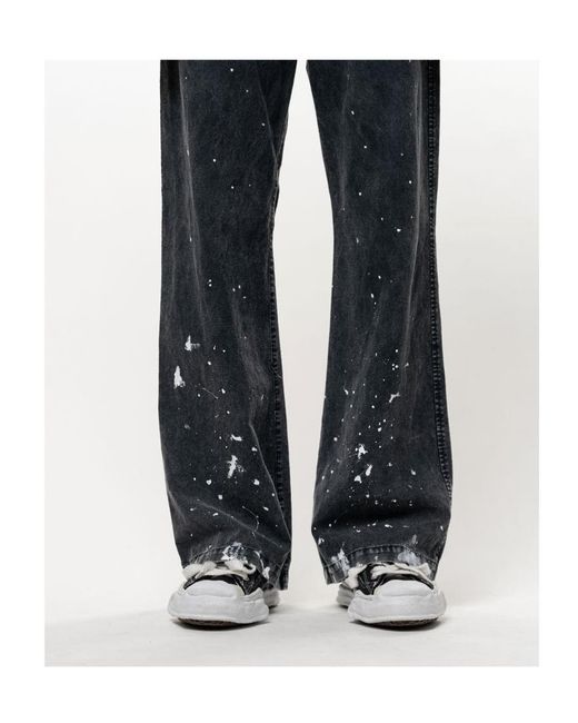 Maison Mihara Yasuhiro Blue Distressed Paint-Splatter Jeans for men
