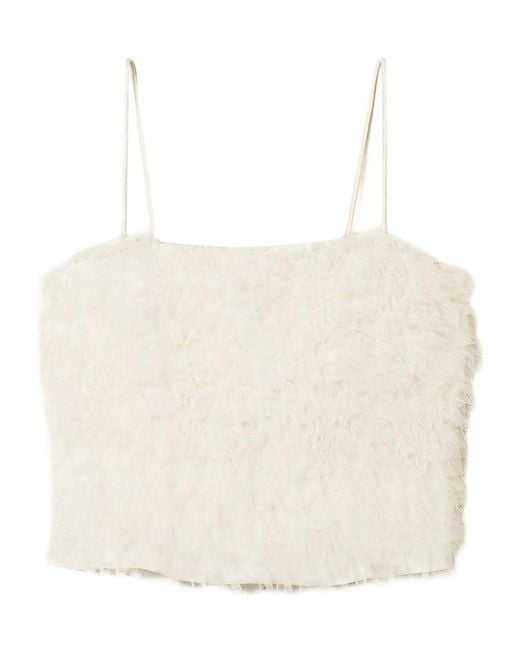 Twinset Natural Textured Tulle Crop Top