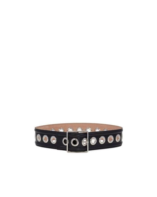 McQueen White Eyelet Detailed Buckled Belt
