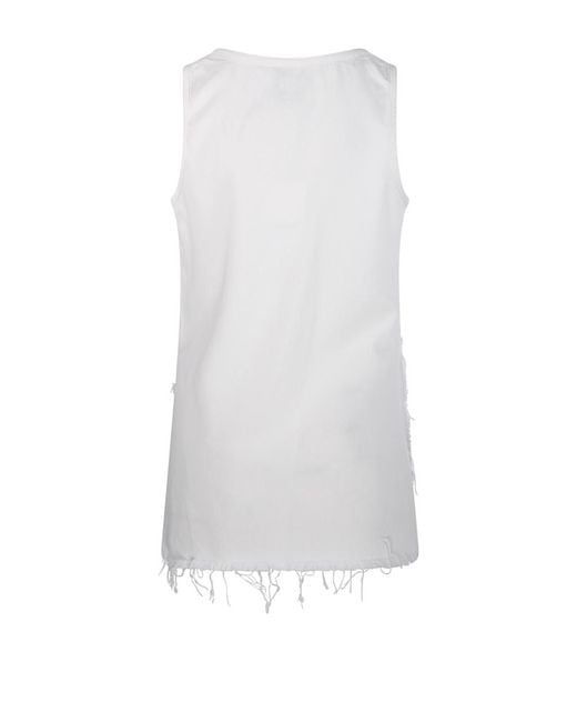 DARKPARK White Frayed Sleeveless Top