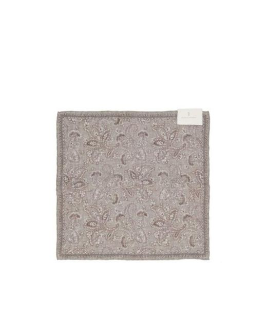 Brunello Cucinelli Gray Double Face Pocket Square for men