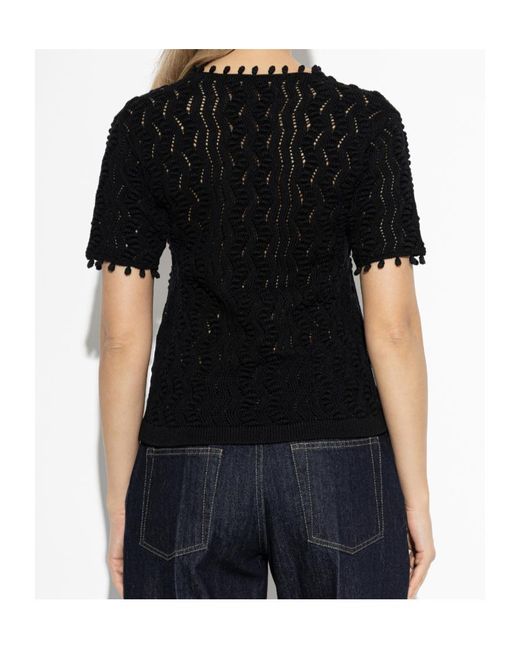 Jil Sander Black Laced Knitted Top
