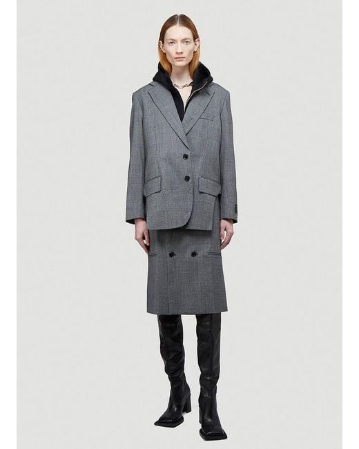 Vetements Gray Plaid Straight Tube Skirt