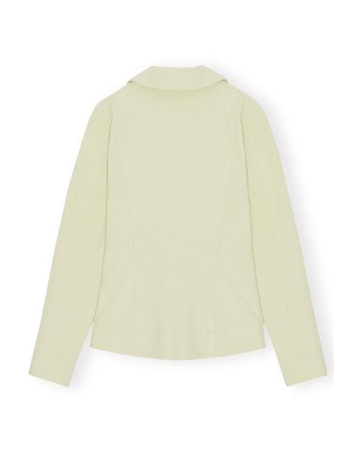 Ganni White Stretch Suiting Shirt Blazer