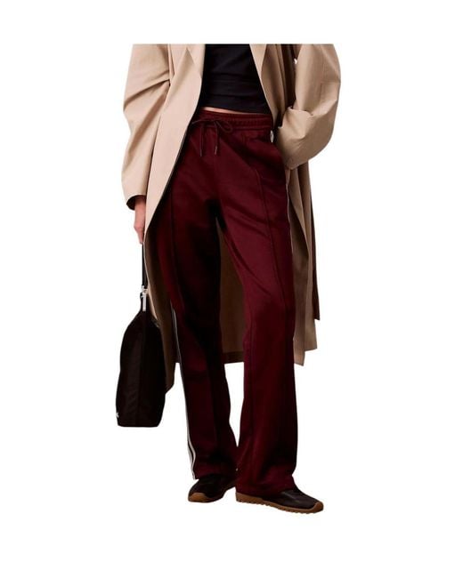 Calvin Klein Red High Shine French Terry Track Pants