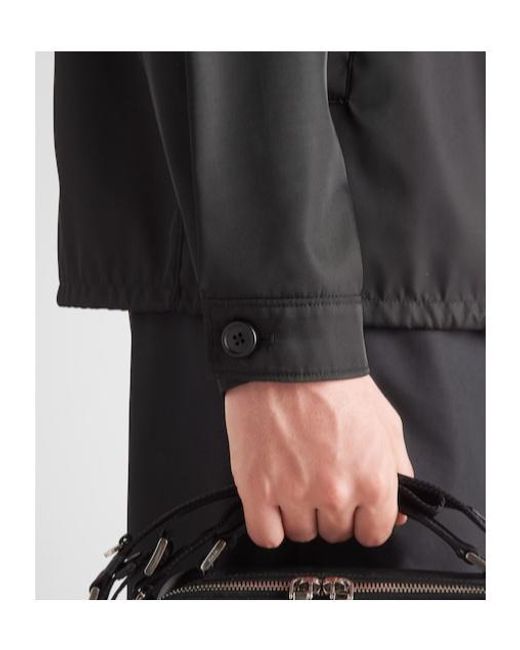 Prada Black Logo Plaque Zip-Up Jacket for men