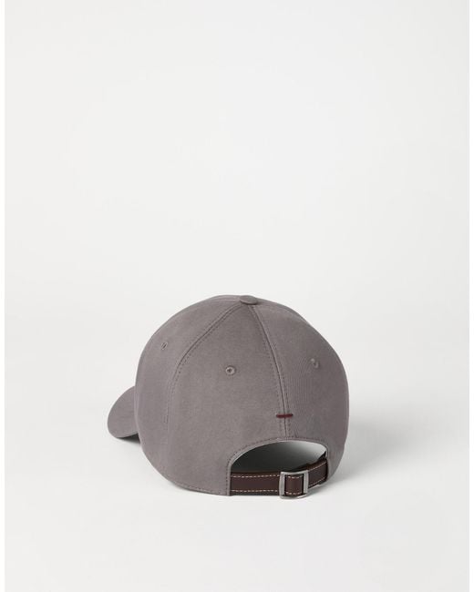 Brunello Cucinelli Gray Logo Embroidered Baseball Hat for men