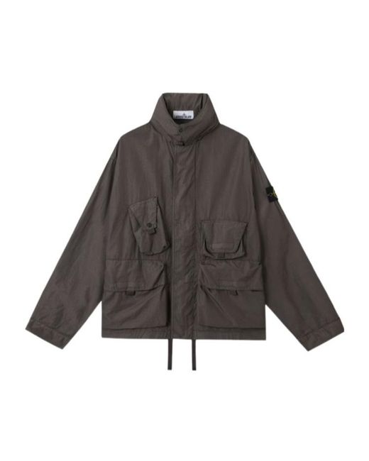 Stone Island Brown Pocket Detailed Hooded Jacket for men