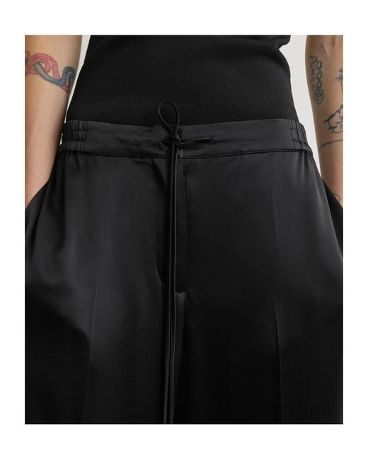 Totême Black Satin Drawstring Trousers