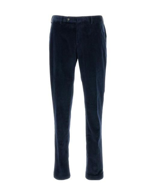 PT01 Blue Corduroy Slim-Fit Trousers for men