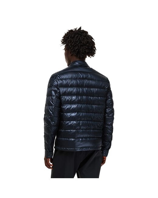 Moncler Blue Quilted Down Shirt Jacket for men