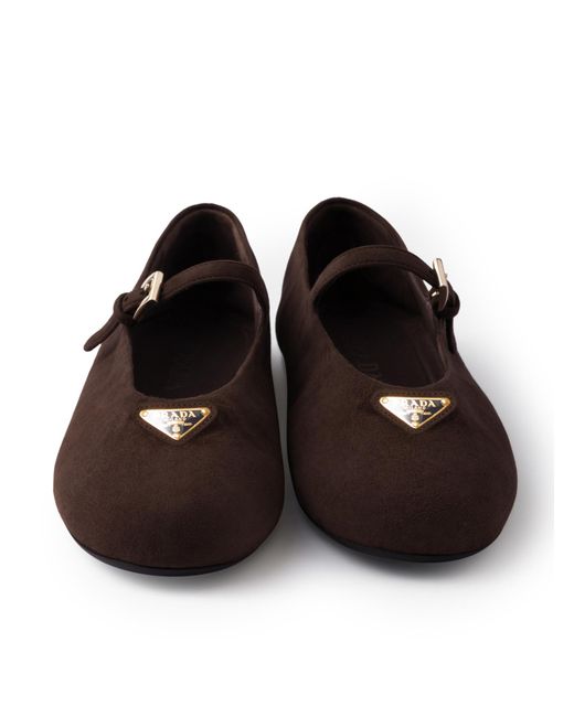 Prada Brown Suede Ballerinas