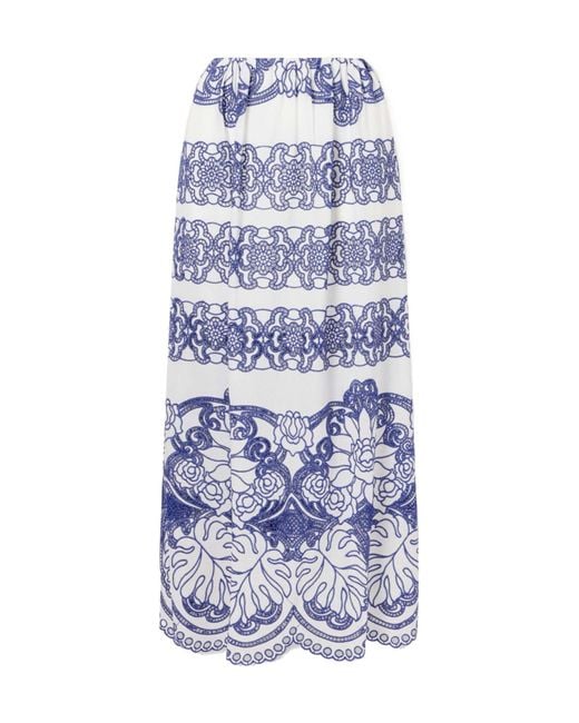 Borgo De Nor Blue Cotton-Blend Maxi Skirt