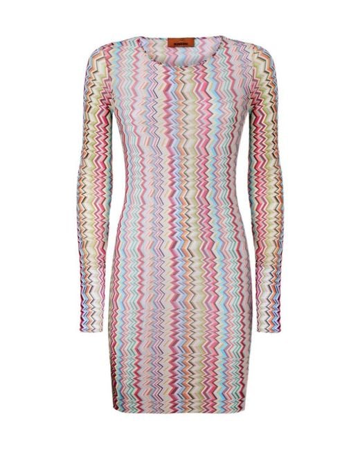 Missoni Pink Chevron-Pattern Mini Dress