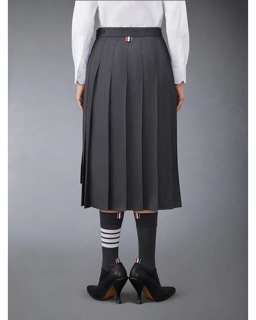 Thom Browne Black High-Waist Pleated Midi Skirt