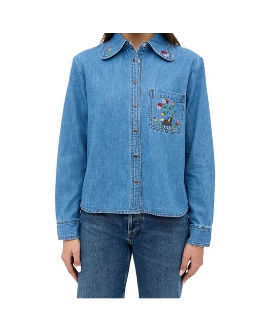 Rixo Blue Edaline Denim Jacket