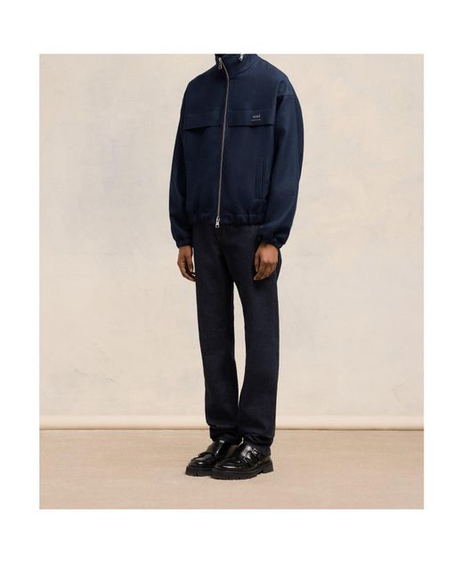 AMI Blue Ami Alexandre Mattiussi Elasticated Waist Zipped Windbreaker for men
