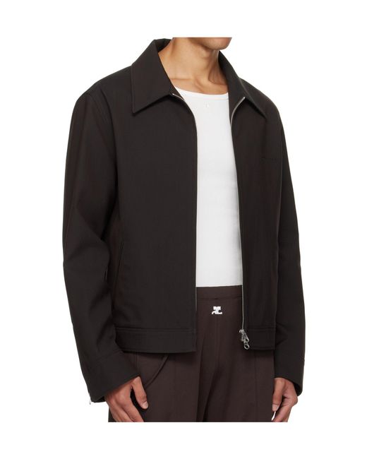 Courreges Black Lapel Long-Sleeved Casual Jacket for men