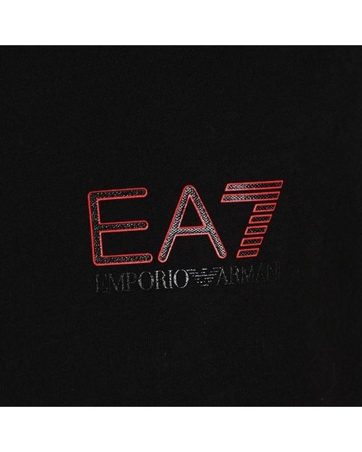 EA7 Black Logo Round-Necked T-Shirt for men