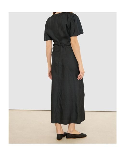 Soeur Black Ella V-Neck Short-Sleeve Midi Dress